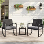 3 Pieces Outdoor Patio Furniture Set Rocking Bistro Set Outdoor Rattan - Image 6
