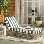 SAFAVIEH Outdoor Collection Gillian Heather Tan & Hunter Green Stripe Chaise - Image 4
