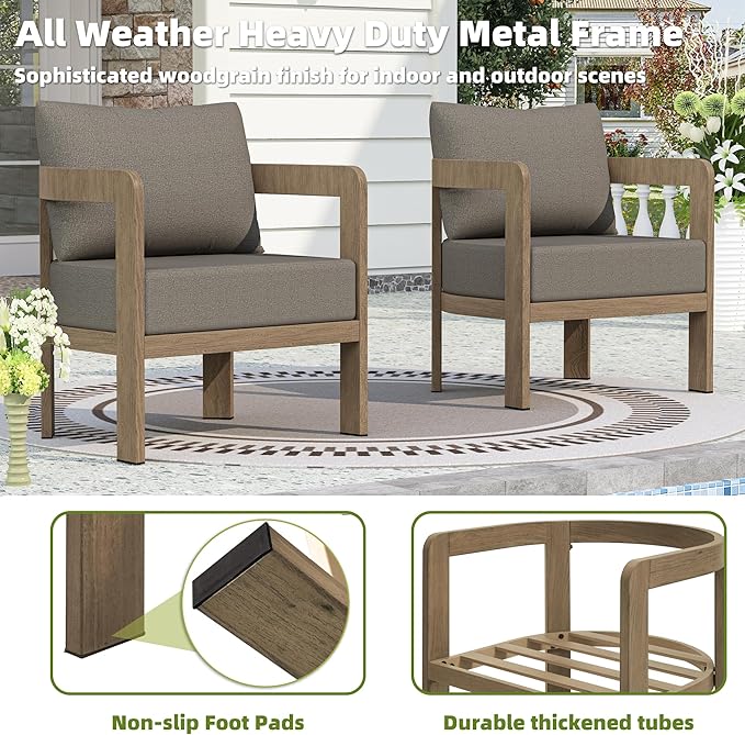 Outdoor Patio Furniture Set, 5 Pieces Modern Metal Patio Conversation Set - Image 5