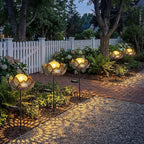 6 Pack Solar Stake Lights Outdoor Decorative Metal Ground Pathway LED Stake - Image 3
