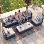 NICESOUL 8 Person Outdoor Patio Furniture Set, Extra Large Wicker Sectional Sofa - Image 3