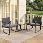 3 Pieces Outdoor Patio Furniture Set Rocking Bistro Set Outdoor Rattan - Image 8