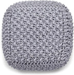 BIRDROCK HOME Square Pouf Ottoman | Cotton Braided Foot Stool - Image 9
