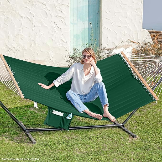 2 Person Hammocks for Outside, Double Quilted Fabric Outdoor Hammock - Image 2