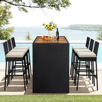 Yaheetech 7 Piece Patio Dining Set Outdoor Acacia Wood Bar Table and Chairs - Image 9