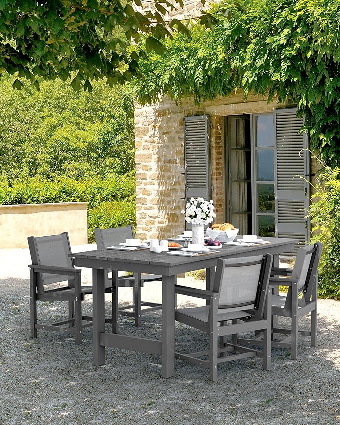 SERWALL 5 Piece Patio Dining Sets, Outdoor HDPE Dining Furniture Set - Image 7