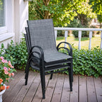 Flamaker Patio Chairs Stackable Dining Chairs Set of 4 Metal and Teslin Outdoor - Image 8