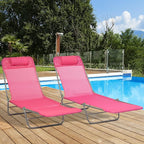 Outsunny 2 Piece Folding Chaise Lounge Chairs, Pool Sun Tanning Chairs - Image 2