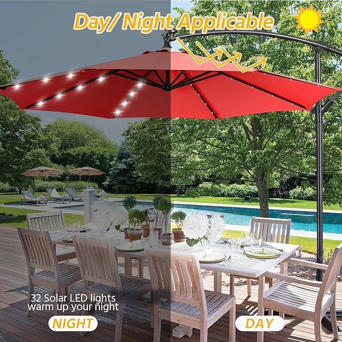 Yaheetech 10FT Solar Offset Umbrella - Image 2