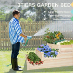 3-Tier Raised Garden Bed with Fabric Liner, Wood Elevated Planter Box with - Image 9