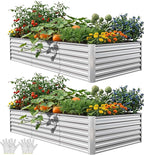 YITAHOME 8x4x2ft 2pcs Large Raised Garden Bed Kit, Galvanized Metal Planter Box by YITAHOME