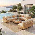 ABCASA Patio Furniture Set, Boho Patio Conversation Set Sectional Sofa - Image 2
