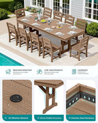 SERWALL 11 Piece Outdoor Dining Set - Image 4