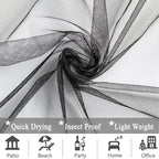 Extra Wide Outdoor Curtains Waterproof Black Voile Mesh Screen Lightweight - Image 7