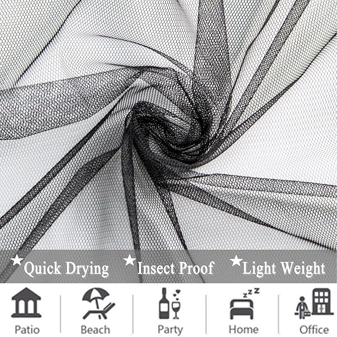 Extra Wide Outdoor Curtains Waterproof Black Voile Mesh Screen Lightweight - Image 7