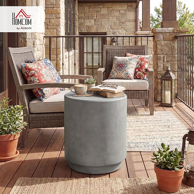 HOMCOM Outdoor Side Table, Round Small End Table - Image 2