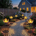 6 Pack Solar Stake Lights Outdoor Decorative Metal Ground Pathway LED Stake - Image 5