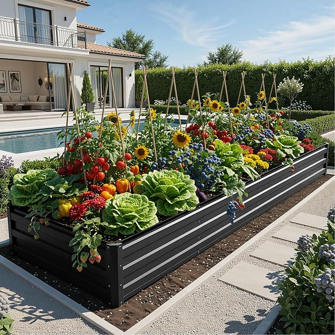 YITAHOME 4pcs 12x4x1 ft Galvanized Raised Garden Bed Kit, Large Metal Planter - Image 2