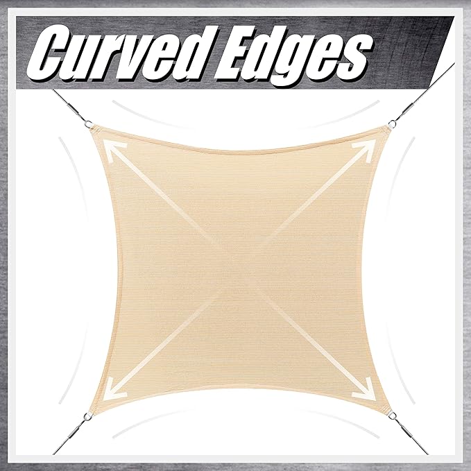ColourTree 8' x 16' Beige Rectangle CTAPS16 Sun Shade Sail Canopy Mesh Fabric - Image 8