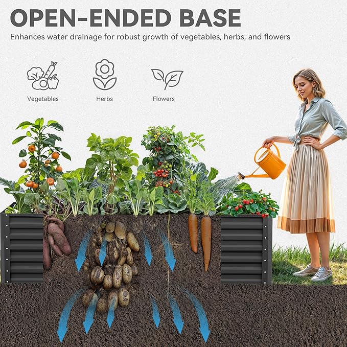 YITAHOME 6x3x2 ft 2pcs Galvanized Raised Garden Bed Kit, Large Metal Planter Box - Image 4