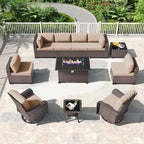 Kullavik 11 Pieces Outdoor Patio Furniture Set, PE Wicker Rattan Sectional Sofa by KULLAVIK