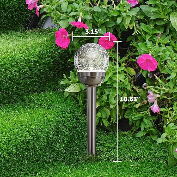GIGALUMI Solar Outdoor, Cracked Glass Ball Solar Garden Lights, Color Changing - Image 3