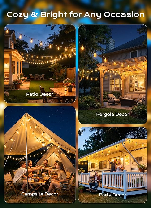 Brightown 37FT Solar String Lights Outdoor Waterproof, Patio Lights - Image 7