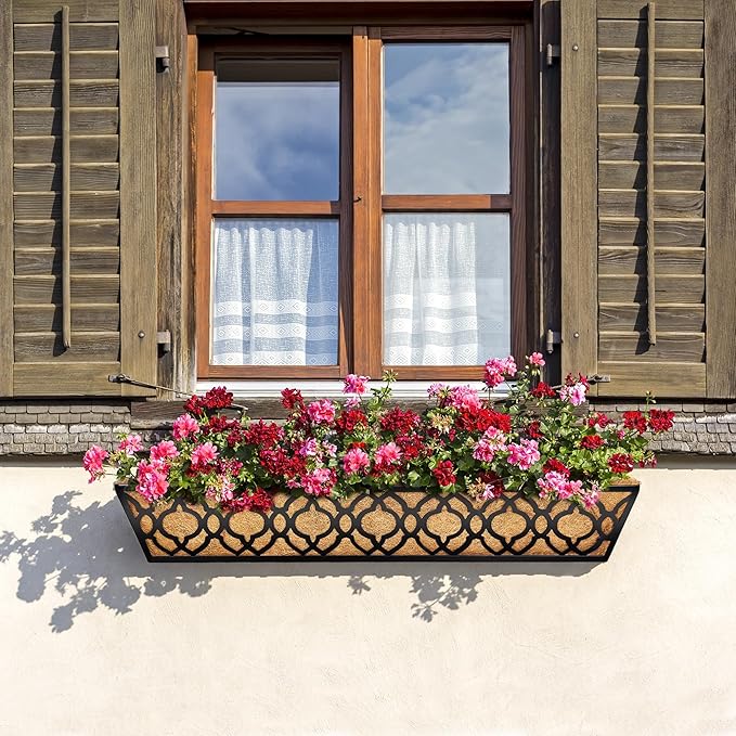 4pcs 30 Inch Window Deck with Coco Liner, Metal Hanging Flower Planter Basket - Image 6