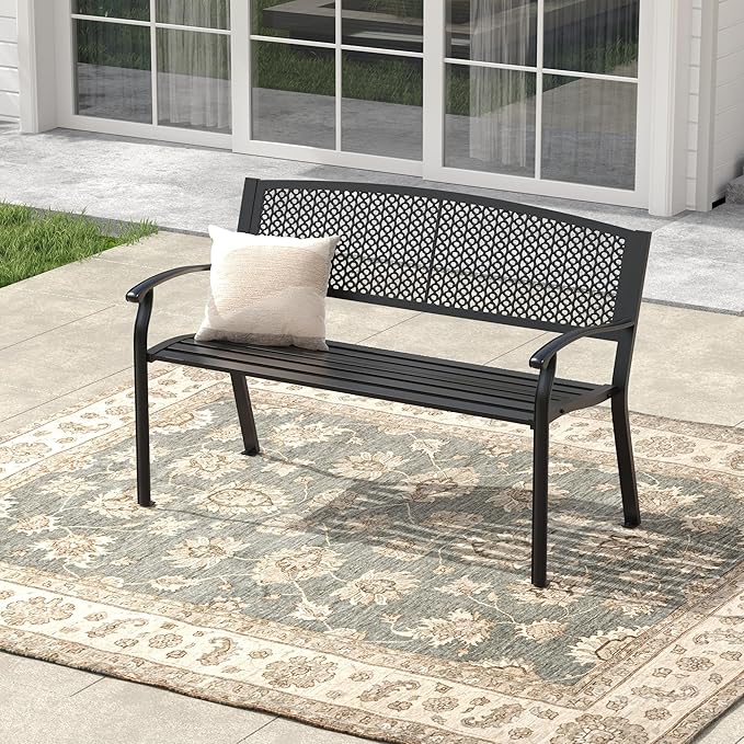 50.4" Garden Bench, Metal Outdoor Bench by Offeroutdoorsolutions