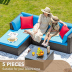 Devoko 5 Pieces Patio Furniture Sets All Weather Outdoor Sectional Patio Sofa - Image 7