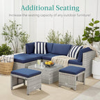 Best Choice Products Set of 2 Wicker Ottomans, Additional Seating, Side Table - Image 3