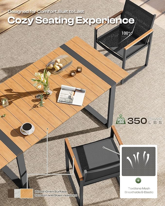 Outdoor Dining Chairs Set of 2, Aluminum Patio Dining Chiars - Image 3