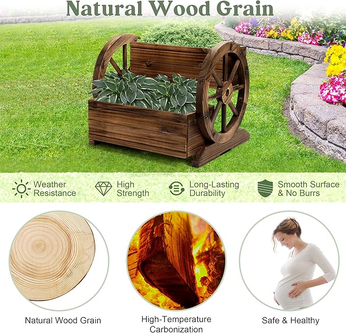 2PCS Wooden Wagon Planter Box, Garden Planter - Image 3