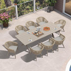 PURPLE LEAF 9 Piece Longer Outdoor Dining Set by PURPLELEAF