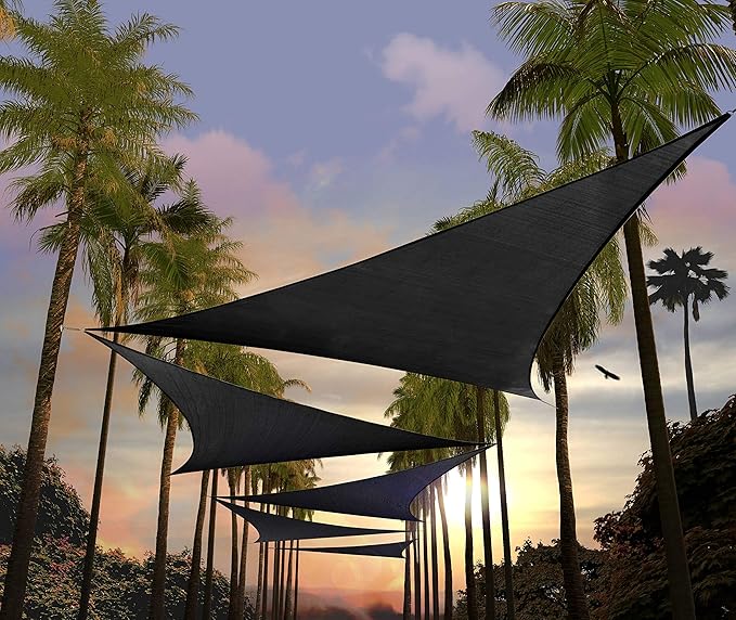 Amgo Custom Size 18' x 18' x 18' Black Triangle Sun Shade Sail UPF50+ AGTAPRT12 by Amgo
