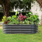 Land Guard Galvanized Metal Raised Garden Bed Kit, Oval Gardening Box, Patio - Image 4