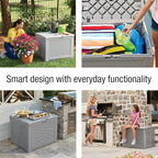 Rubbermaid Medium Resin Outdoor Storage Deck Box Weather Resistant Gray Deck - Image 4