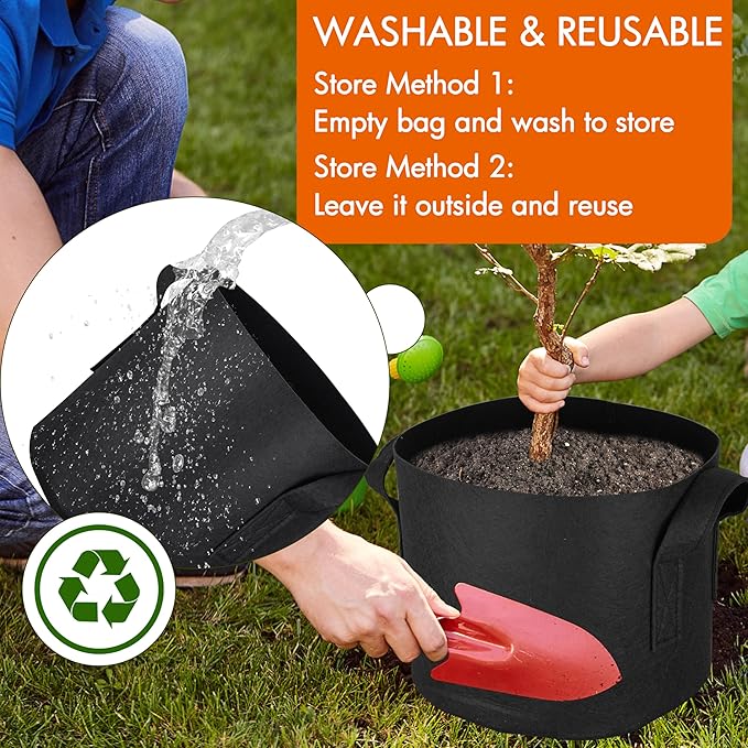 Gardzen 6-Pack 7 Gallon Grow Bags, Aeration Fabric Pots - Image 5