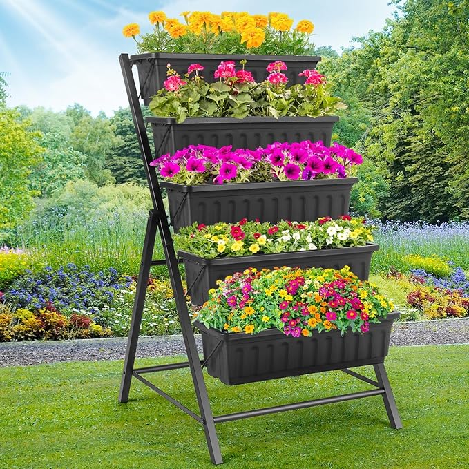 Homdox 5-Tier Elevated Garden Bed- Freestanding Vertical Raised Bed by HOMDOX