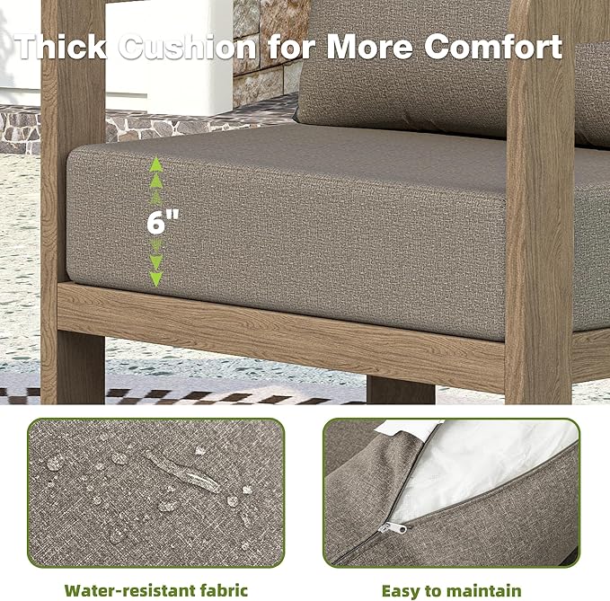 Outdoor Patio Furniture Set, 5 Pieces Modern Metal Patio Conversation Set - Image 3