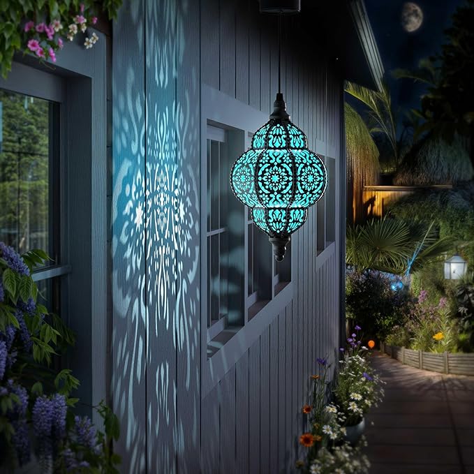 Hanging Solar Lights Outdoor Garden Decor Solar Lantern Waterproof Plastic - Image 3