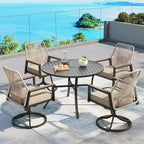 Patio Dining Set 5 Piece, 4 x Woven Rattan Swivel Chairs by SUNSHINEVALLEY