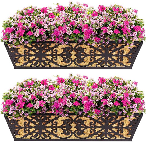 2 Pack 24 Inch Window Boxes Planters Railing Planter Box by KarlliuHOMEGARDEN