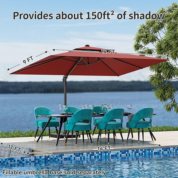 9x12FT Cantilever Patio Umbrella - Image 2
