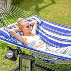 SUNCREAT Double Hammock with Stand, Two Person Cotton Rope Hammock - Image 2