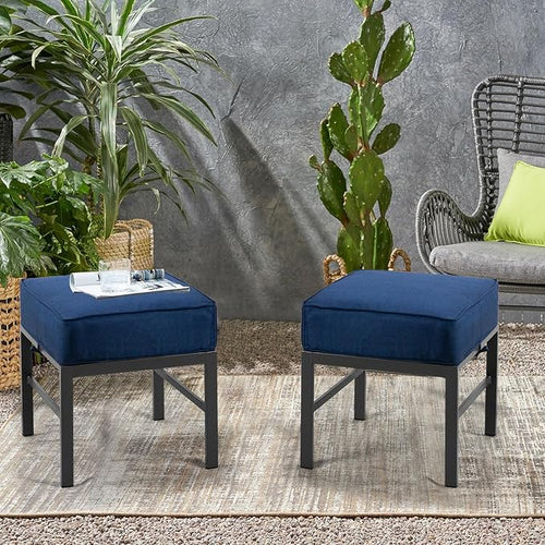 2 Pieces Outdoor Ottomans for Patio, Assembled Patio Ottomans - Image 2