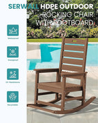 SERWALL Outdoor Rocking Chair Set of 4, Oversized HDPE Patio Rocking Chair - Image 4