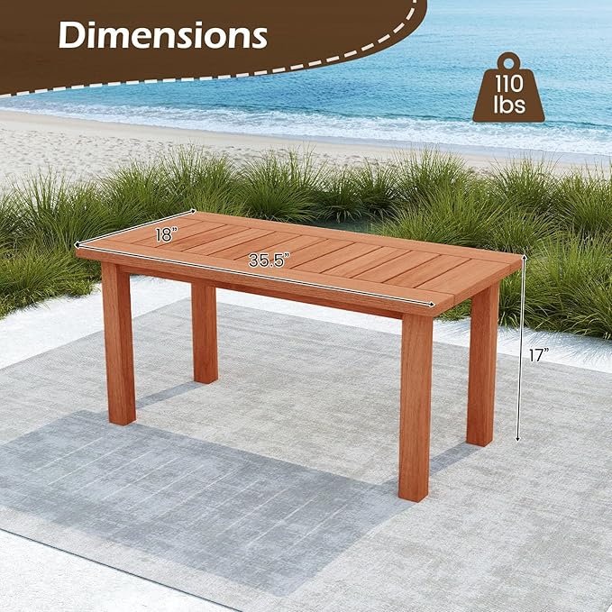 Tangkula Outdoor Coffee Table, 35.5” Patio Table - Image 4