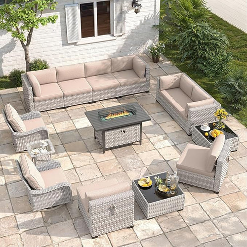 10-Seat Outdoor Wicker Patio Furniture Set by MASIONBACKYARDS