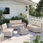 6-Piece Outdoor Patio Furniture Set Wicker Sectional Sofa Set, Patio - Image 7